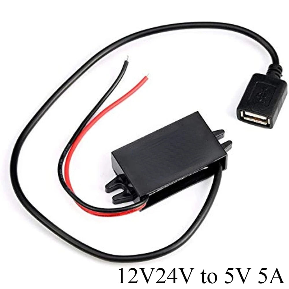 12V24V to 5V 3A 5A Micro Mini USB Step Down Voltage Power Supply Output Adapter Heat Auto Protection DC DC Car Power Converter Oasis Select Single Square USB 5A 12V24V 5V|China Mainland