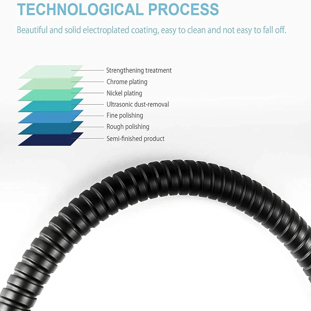 New 1.5/2/3M White Stainless Steel Flexible Shower Hose Long Bathroom Shower Water Hose Extension Plumbing Pipe Pulling Tube Oasis Select