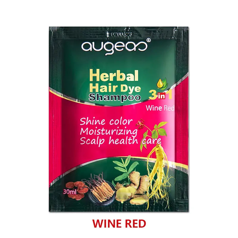 Herbal Plant Hair Dye Shampoo – 6 Colors, Grey Coverage Hair Dye Shampoo Oasis Select 30ml Wine Red