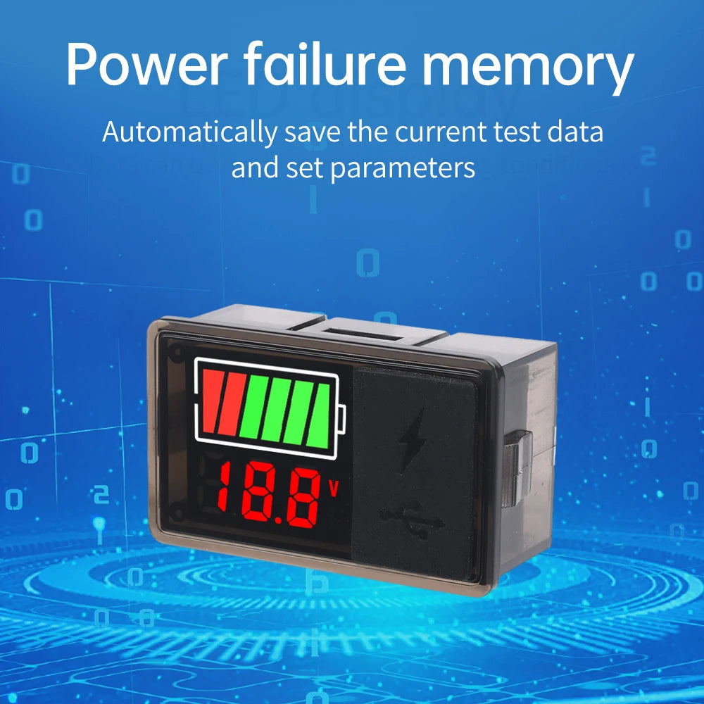 DC 8~30V Type-c USB Car Battery Voltmeter Charge Level Indicator Lithium Battery Capacity Meter Test Display LED Tester Oasis Select