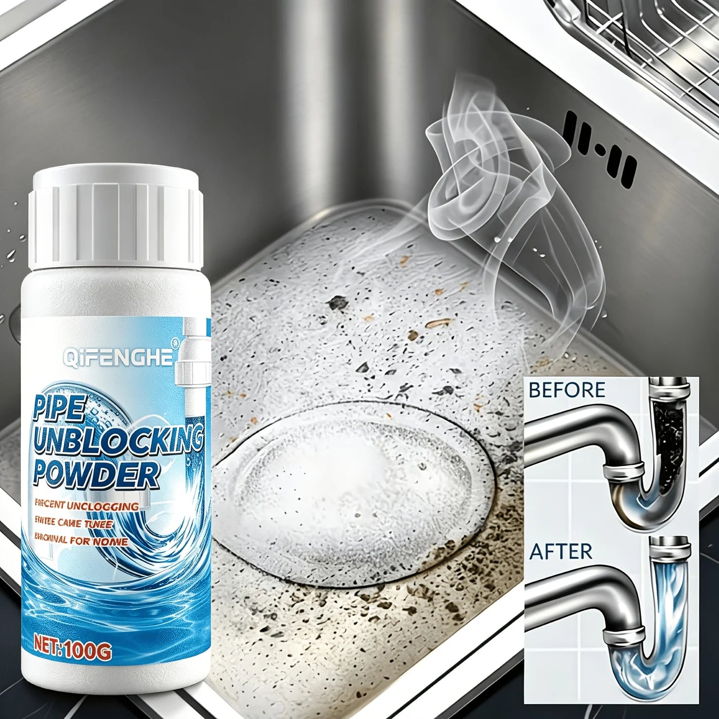 QIFENGHE Drain Dredging Powder – Sink & Pipe Cleaner Drain Cleaning Powder Oasis Select Default Title