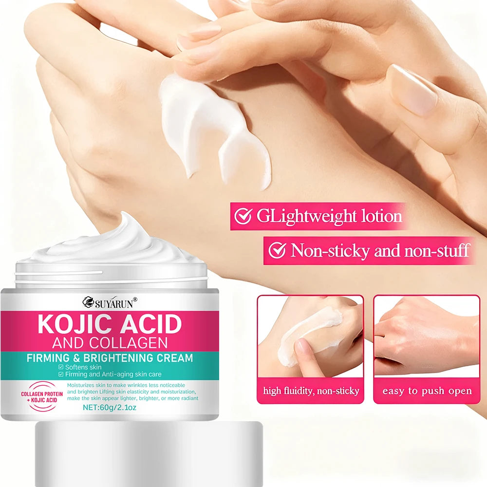 SUYARUN Professional Kojic Acid & Collagen Face Cream - Brightening Anti-Aging Moisturizer for Dark Spots, Wrinkles & Even Skin Oasis Select