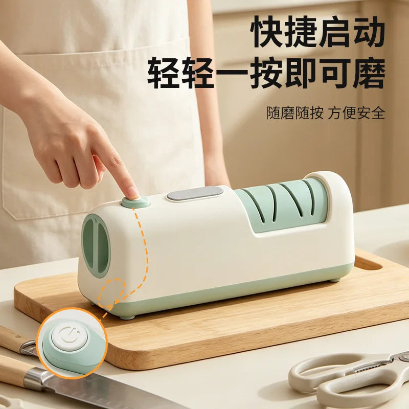 Portable Rechargeable Electric Knife Sharpener – Auto Multi-Stage