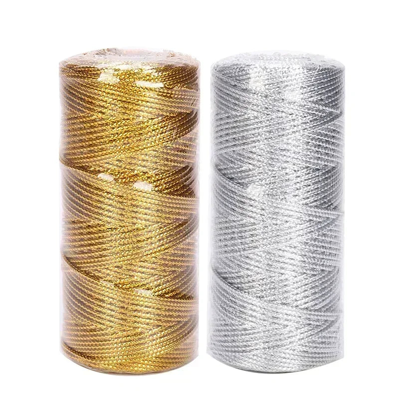 1.5mm 100M Gold Silver Macrame Cord Rope String for Sewing DIY Rope 100M Macrame Rope String for Sewing and Crafts Thread Twine Oasis Select