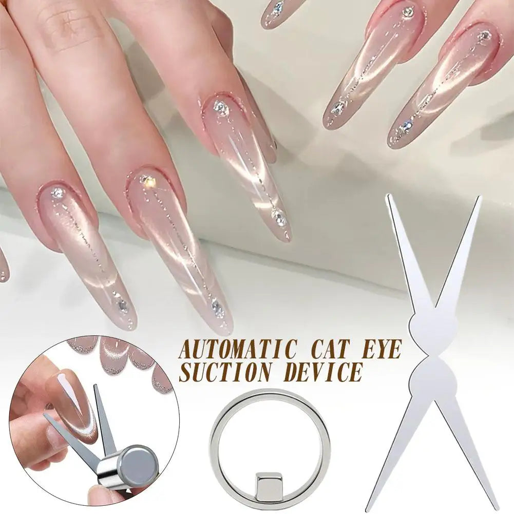 Strong Cat Eye Magnet for Nails, Magnetic Scissor-Shaped and Ring-Shaped Cat Eye Magnet French Nail Art Tool Home Salon Studio Oasis Select