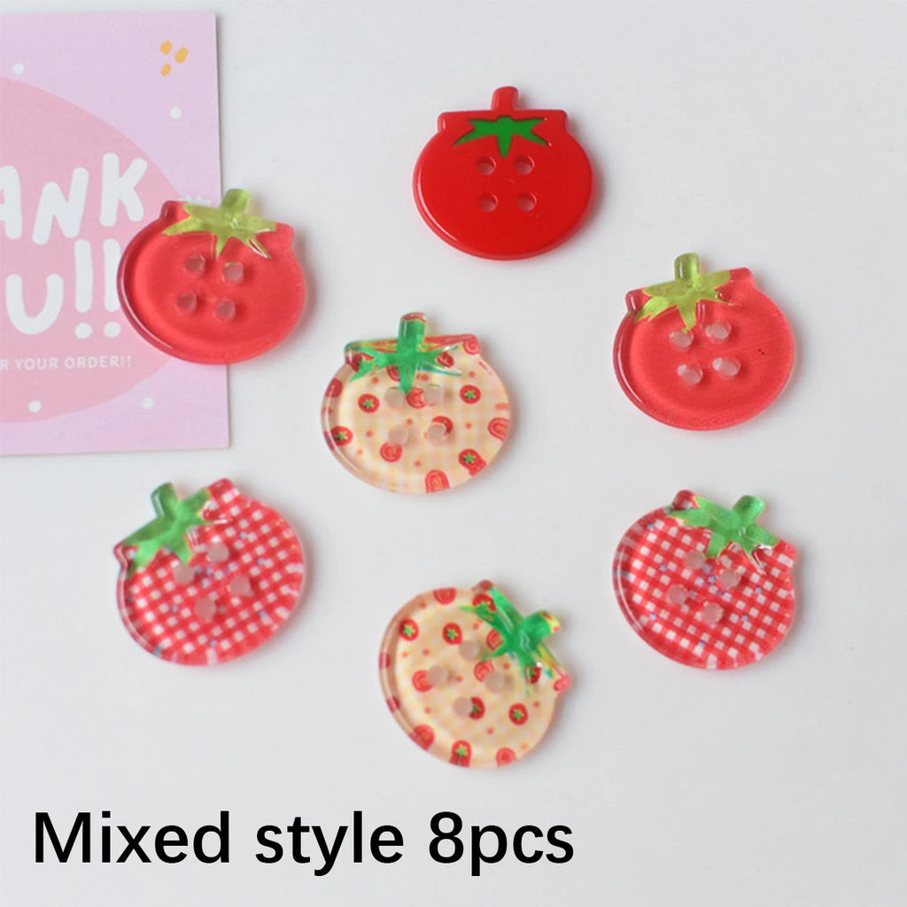 8/10/15Pcs Tomato Clear Buttons, DIY Sewing Accessories, Cute Jacket Cardigan Decoration, Button Up Garment Oasis Select Mixed style 8pcs 24mm