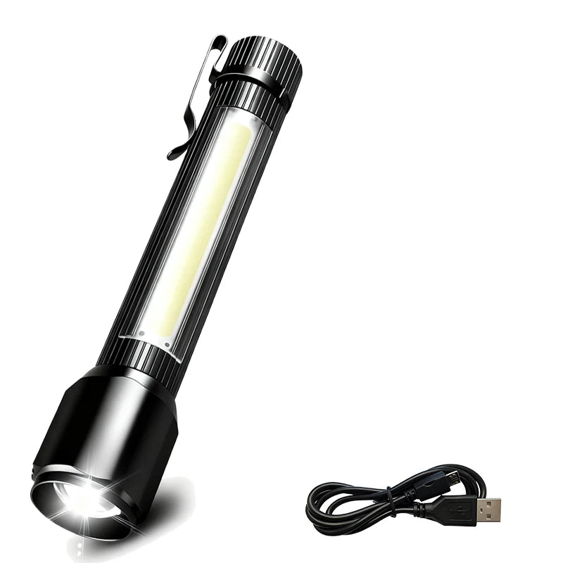 Rechargeable Zoom LED Flashlight Handheld Torch with 3 Modes Waterproof High Power Light Hand Lamp For Working Outdoor Camping Oasis Select 1PC ZOOM