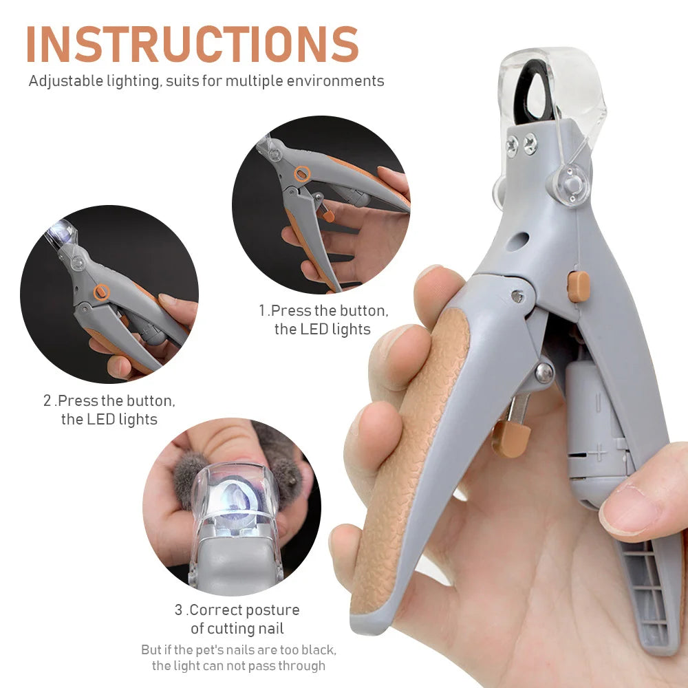 LED Light Pet Nail Clippers for Cats And Dogs 5x Magnification Dual-Sided Clipper for Trimming Nails And Claws Oasis Select YELLOW