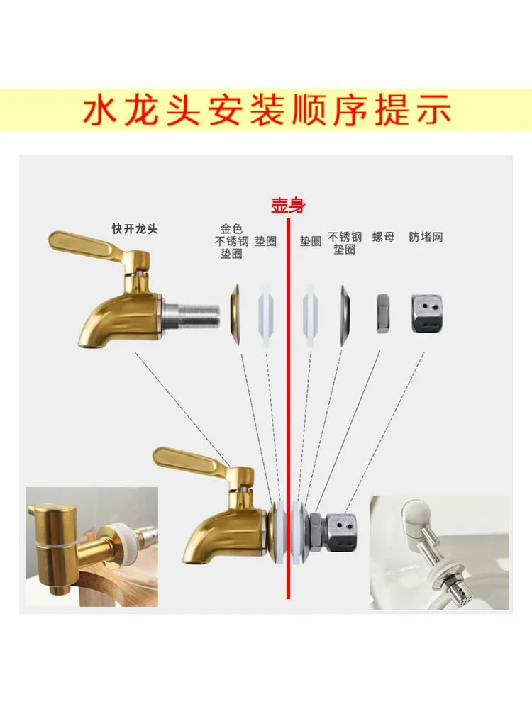 Japanese Glass Cold Kettle High Temperature Resistant Large Capacity Lemon Tea Juice Bucket with Faucet Cold Kettle Oasis Select