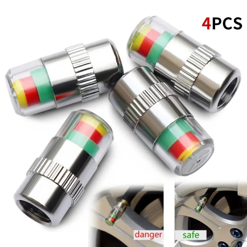 2/4pcs Car Tire Pressure Indicator Tire Pressure Gauge Indicator Alert Monitoring Valve Cap Sensor External Valve Detection Oasis Select