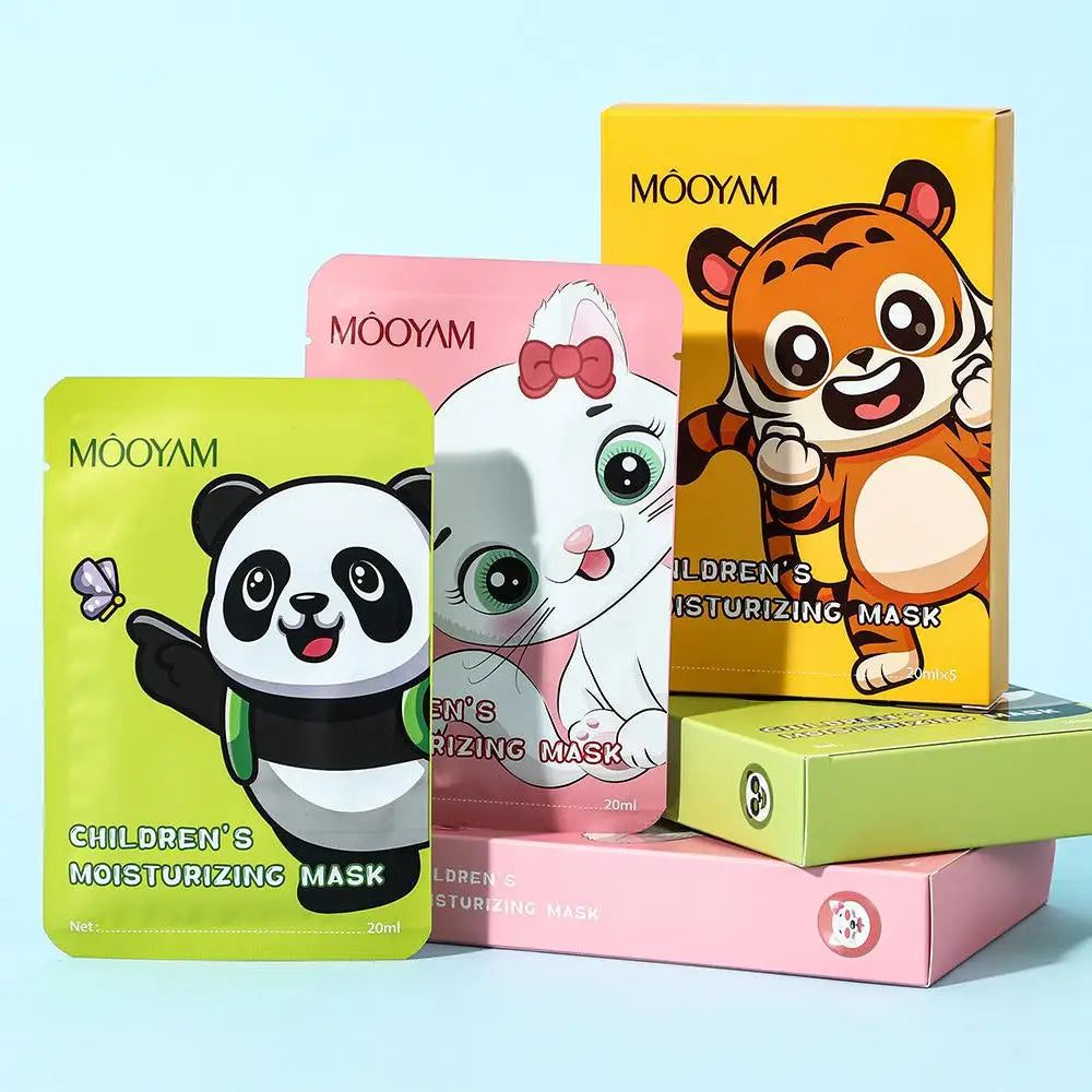 Animal Character Sheet Spa Masks for Kids Teens Collagen Hydrating Moisturizing Skincare Christmas Gift Set Party Favors, 5 Pack Oasis Select