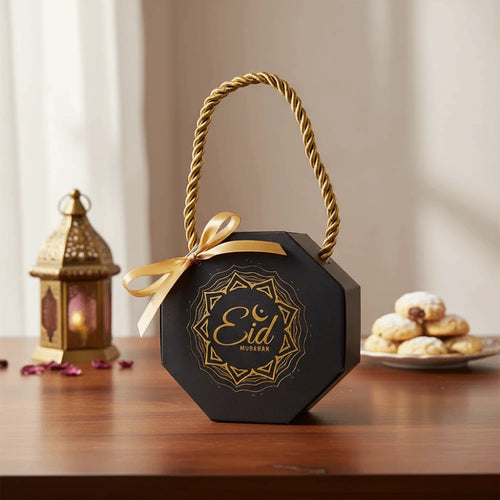 10-Pack Satin Ribbon Eid & Ramadan Gift Boxes – Gold Stamp Festive Gift Boxes Oasis Select