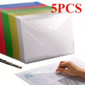 5pcs A4 File Bag Transparent Plastic Thickened Large-capacity Waterproof Snap-on Type Test Paper Storage Bag for Archives Oasis Select Random color 5pcs