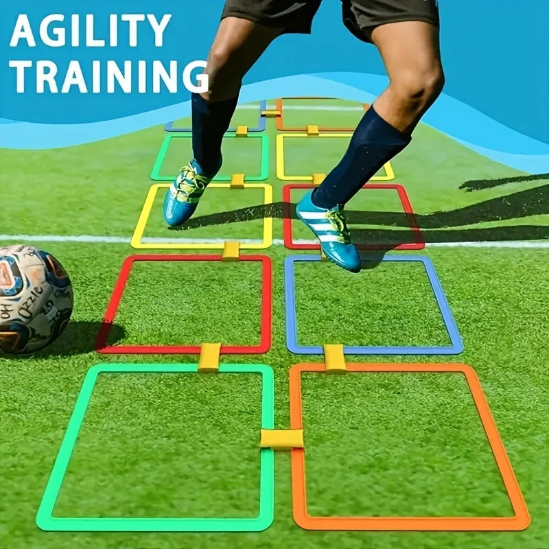 Outdoor Kids Funny Physical Training Sport Toys Lattice Jump Ring Set Game with 10 Hoops 10 Connectors for Park Play Boys Girls Oasis Select