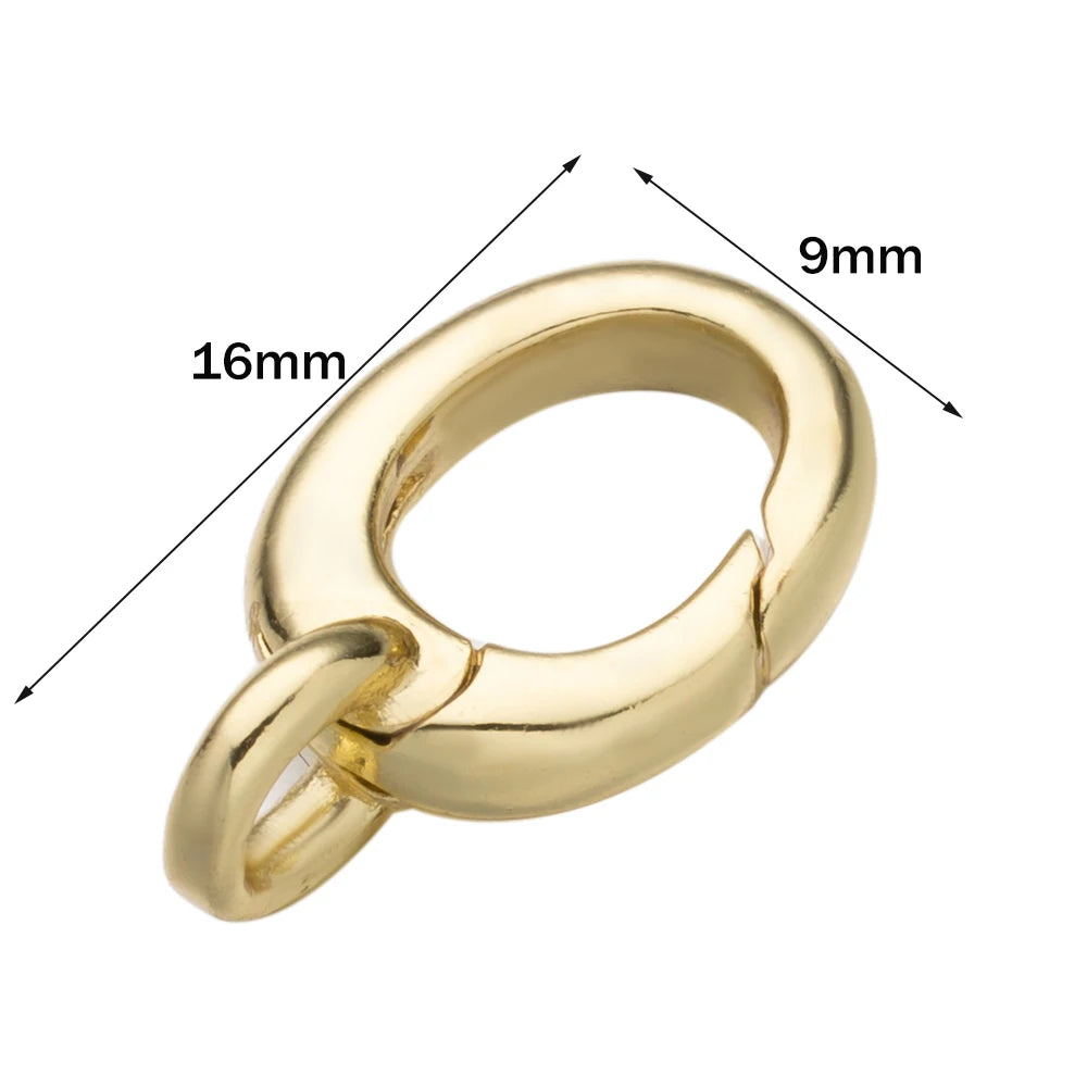 2pcs 14K18K Gold Filled Oval Clasp Spring Claps Connector Carabiner Keychain for DIY Jewelry Finding Necklace Bracelet Making Oasis Select 14K Gold 9X16mm