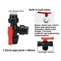 1x PE Pipe 3-Way Ball Valve 20/25/32/40/50mm Plastic Ball Quick Connect Three-way Three-way Ball Oasis Select 40mm