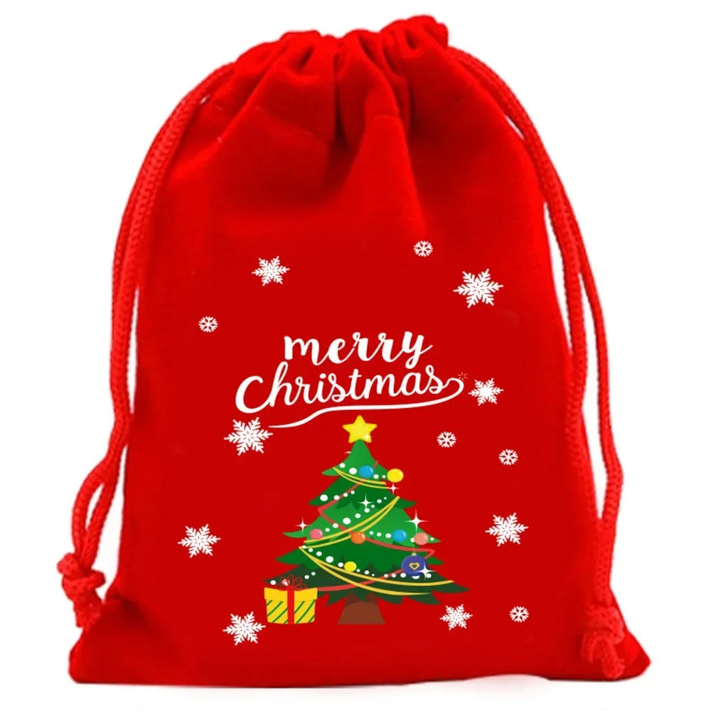 Christmas Velvet Drawstring Gift Bags | Candy & Jewelry Pouches