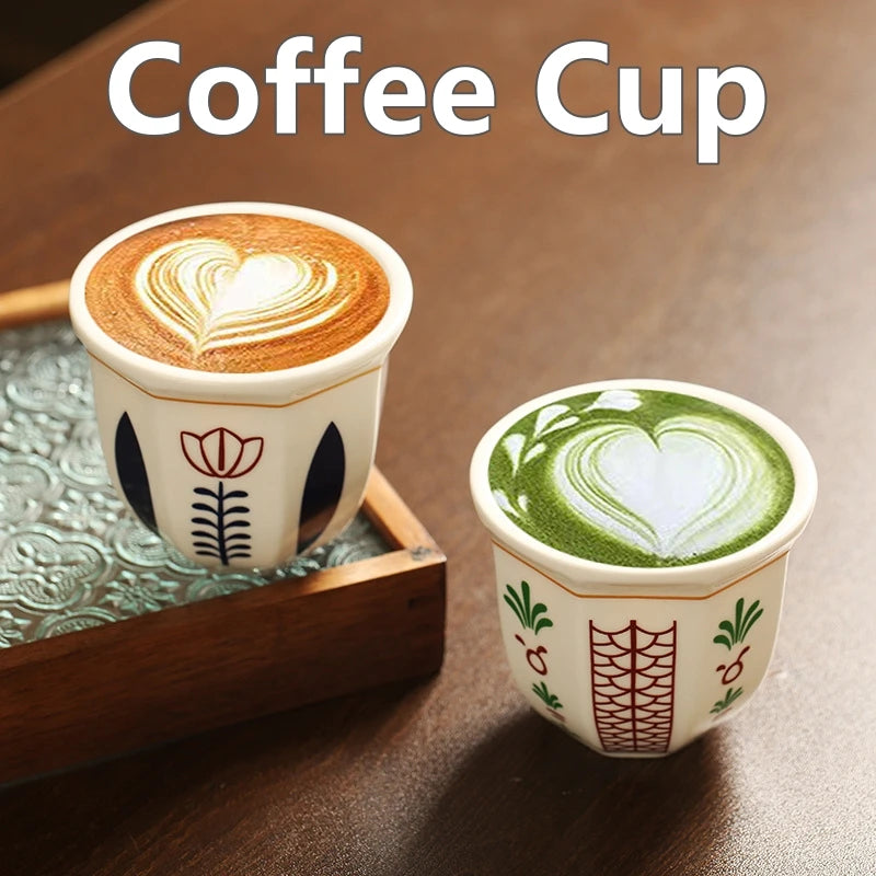 180ml/250ml Coffee Cup Hand Held Espresso Cup Vintage Middle Eastern Ceramics Candle Porcelain for Household New Pottery Tea Cup Oasis Select
