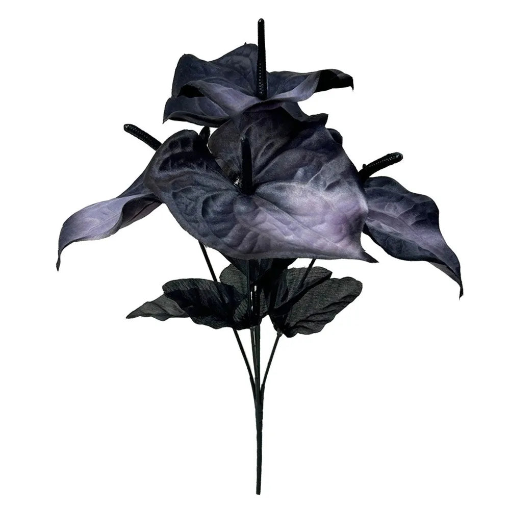 NEW Halloween Artificial Anthurium Multicolor DIY Calla Lily Artificial Flower Accessories Silk Faux Red Palm Flower Arrangement Oasis Select Calla-Grey