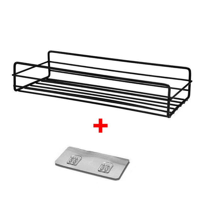 Bathroom Metal Shelves No-Drill Bathroom Organizer Cleaning Supplies Organizer Kitchen Supplies Storage Bathroom Accessories Oasis Select Square Black