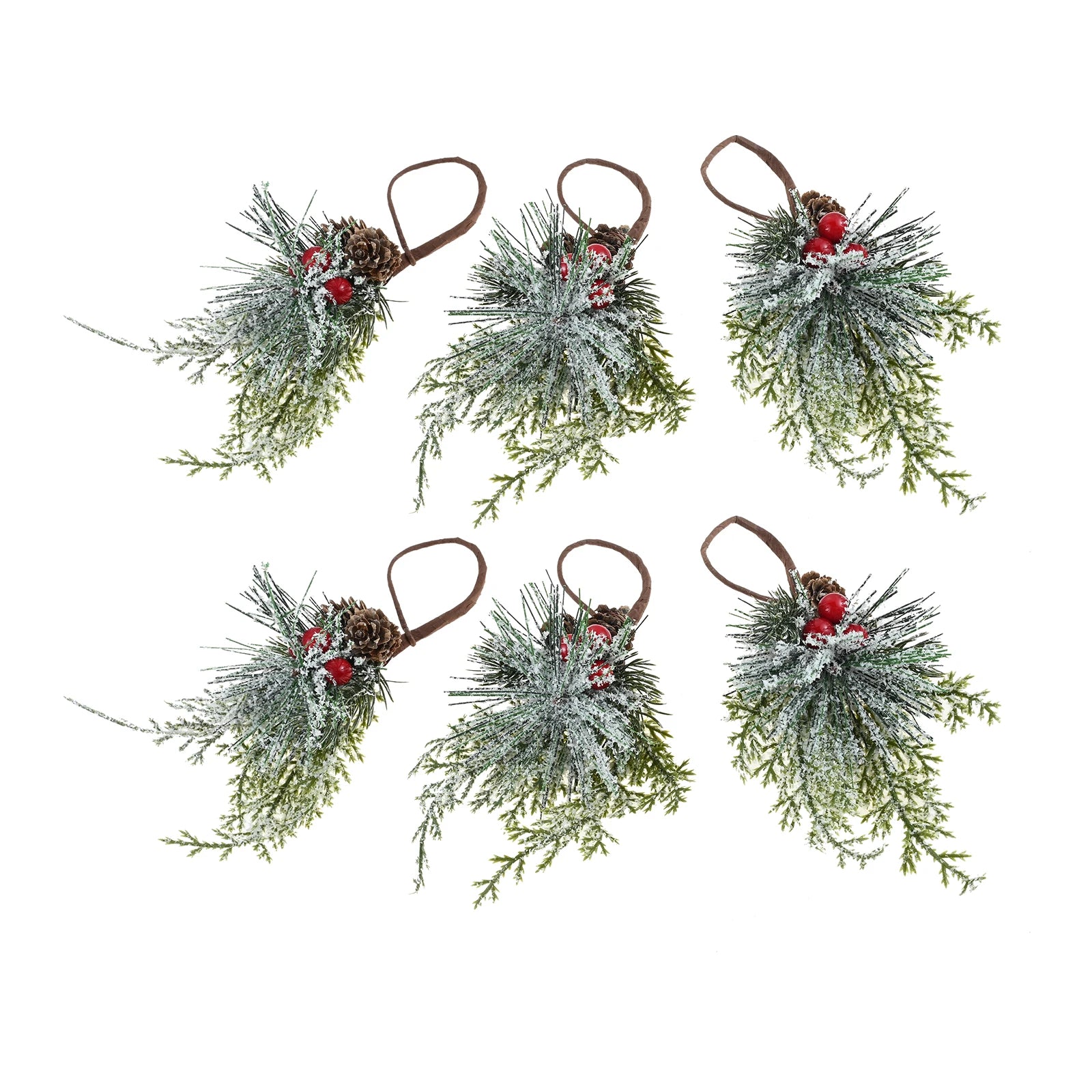 6Pcs Cedar Red Fruit Napkin Rings with Christmas Elements Designed for Most Napkins, Ideal Decoration for Christmas Parties Oasis Select