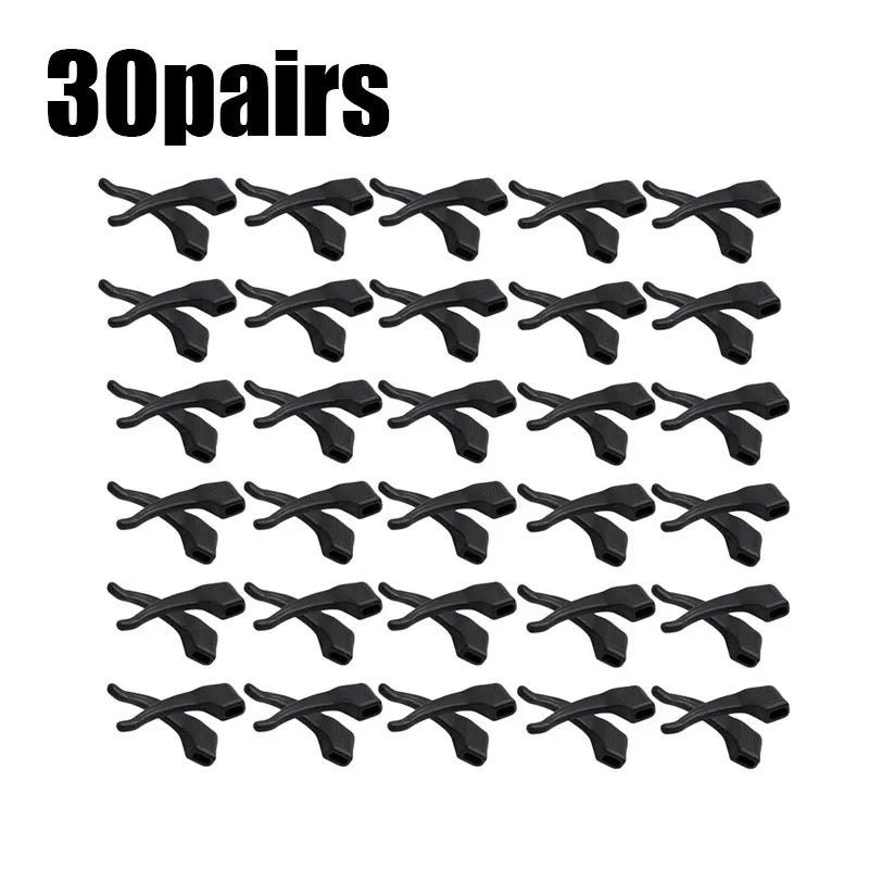10/30Pairs Glasses Anti Slip Silicone Ear Hook Long-Lasting Eyeglasses Ear Holder Spectacles Bracket Elastic Sunglasses Eartips Oasis Select 30pairs black