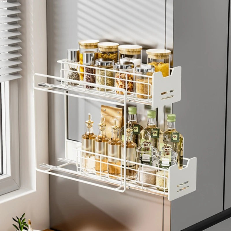 Kitchen, refrigerator rack, pullable refrigerator rack, washing machine hanger, magnetic seasoning, plastic wrap storage rack Oasis Select