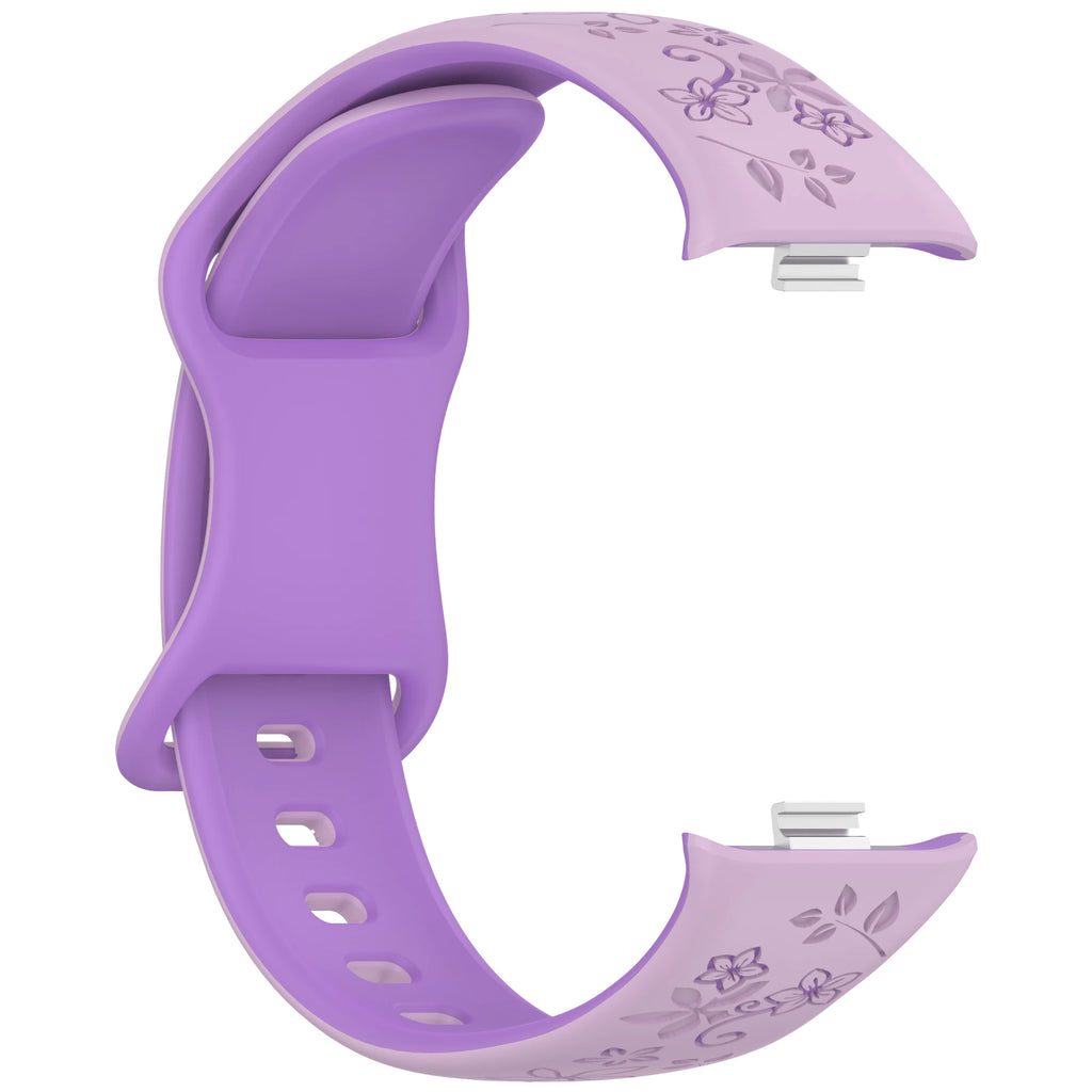 Two-Tone Floral Silicone Strap for Redmi Watch & Mi Band 8/9 Pro Silicone Watch Strap Oasis Select Purple Lavender