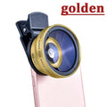 2 IN 1 Lens Universal Clip 37mm Mobile Phone Lens Professional 0.45X 49uv Super Wide-Angle + Macro HD Lens For iPhone Android Oasis Select Golden