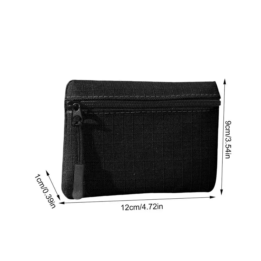 Portable Bag Credit Card Holder Mini Cute Purse Oxford Cloth Coin Purse Women Zipper Coin Pouch Key Earphone Data Cable Card Bag Oasis Select Black