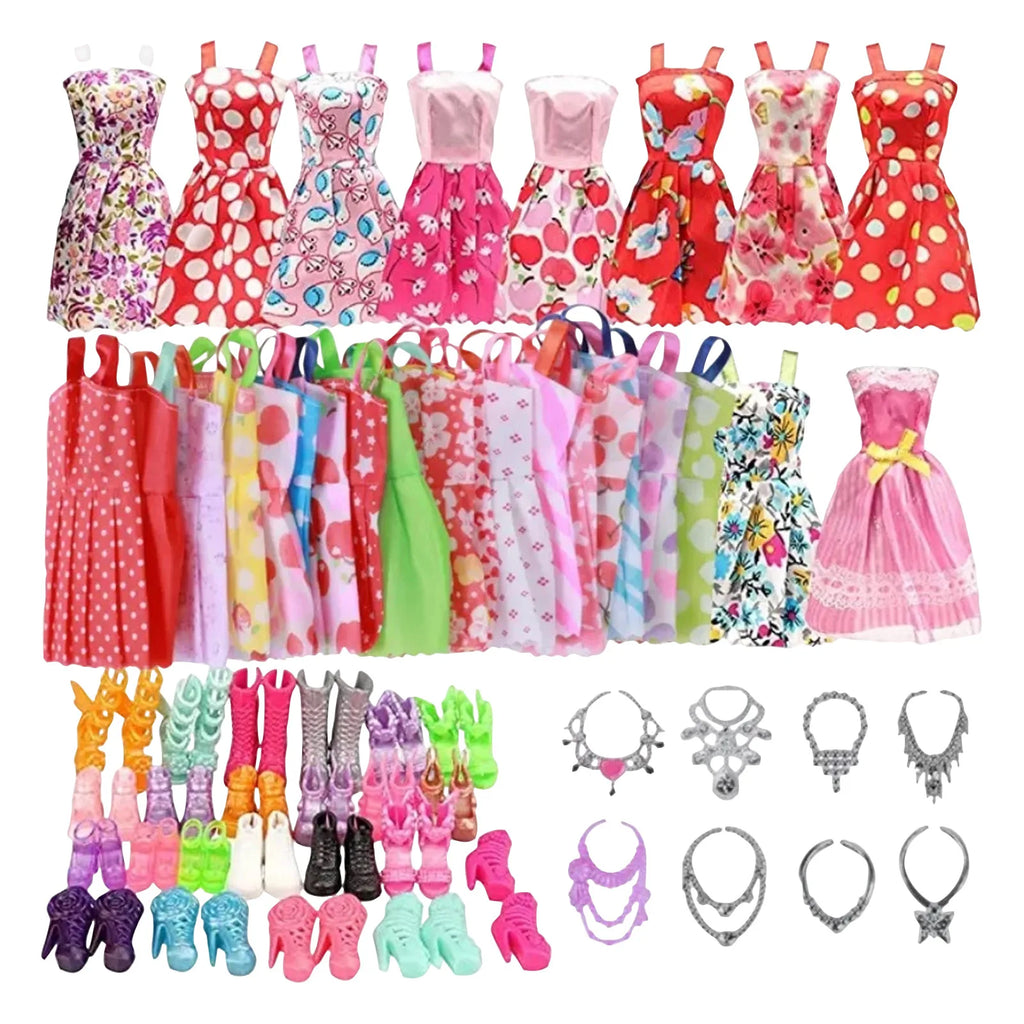32-Piece Barbie Doll Clothes & Accessories – Dresses, Shoes & More Doll Clothes Set Oasis Select B One Size
