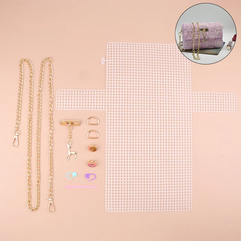 1 Set Auxiliary Knitting Plastic Mesh Kit DIY Craft Bag Knitting Materials Handbag Shoulder Bag Mesh Cover Bag Bag Accessories Oasis Select style07