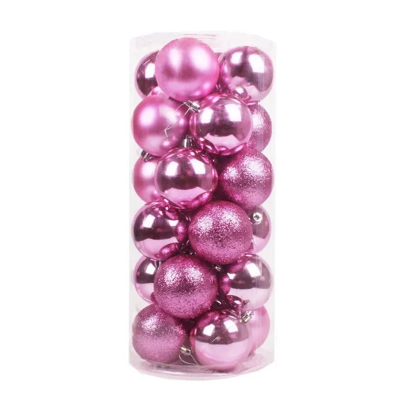 24pcs 3cm Christmas Balls Christmas Tree Ornaments Ball Xmas Hanging Tree Pendants Home Party Christmas Tree Decor New Year Gift Oasis Select Pink
