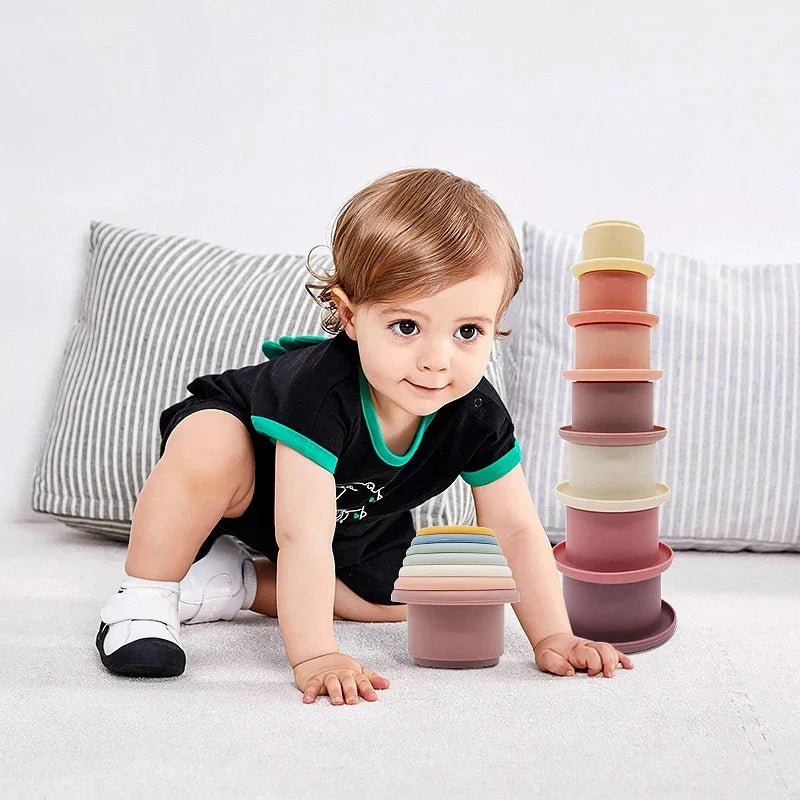 Baby Montessori Cup Stacking Toys Beach Pool Bathtub Educational Toys for Toddler Infant 0-12 Month Xmas Gift Oasis Select