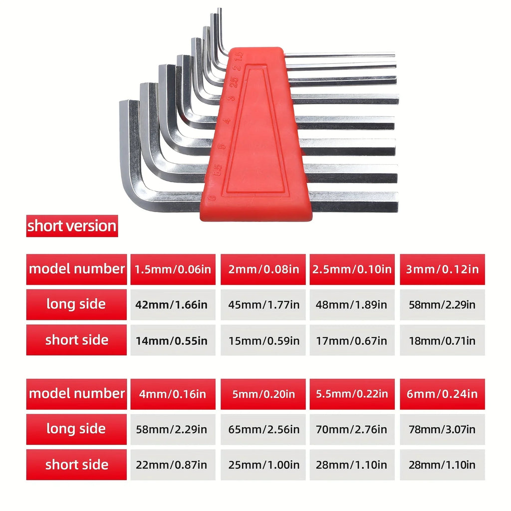 8pcs Allen Wrench Metric Wrench Inch Wrench L Wrench Size Allen Key Short Arm Tool Set Easy To Carry In The Pocket Oasis Select