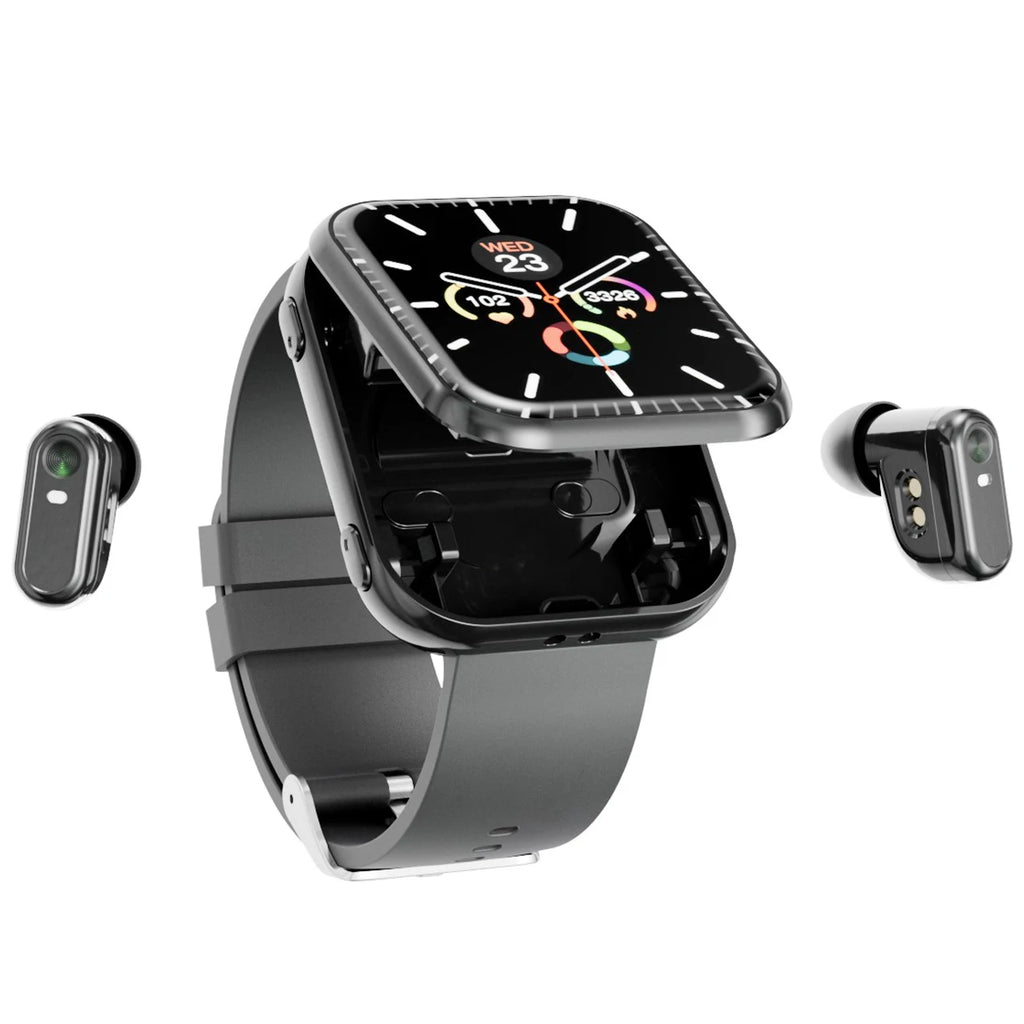 2 In 1 Equipped With TWS Earphones Smart Watch Women Men Sports Sleep Heart Rate Health Monitoring BT Call Music Smartwatch Lady Oasis Select Black