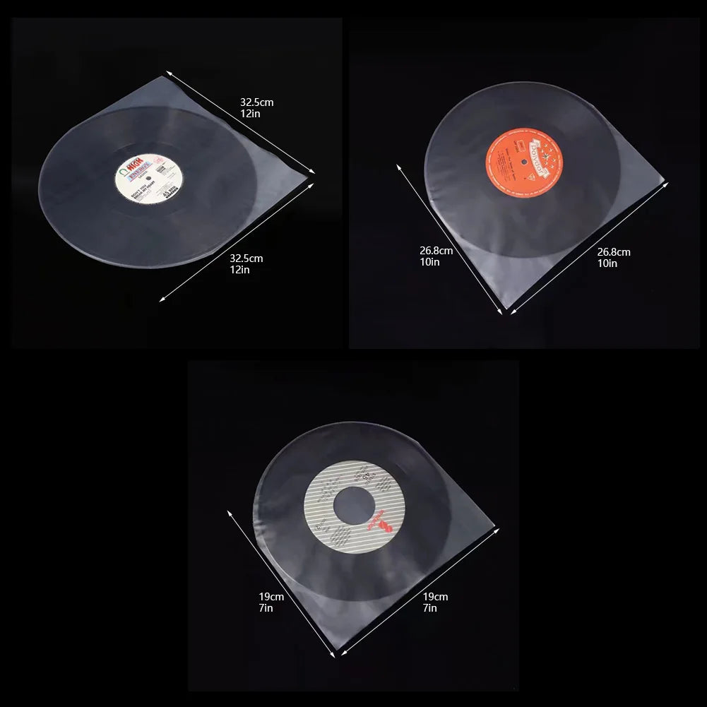 50Pcs Anti-Static Vinyl Record Sleeves – 7, 10 & 12 Inch LP Bags