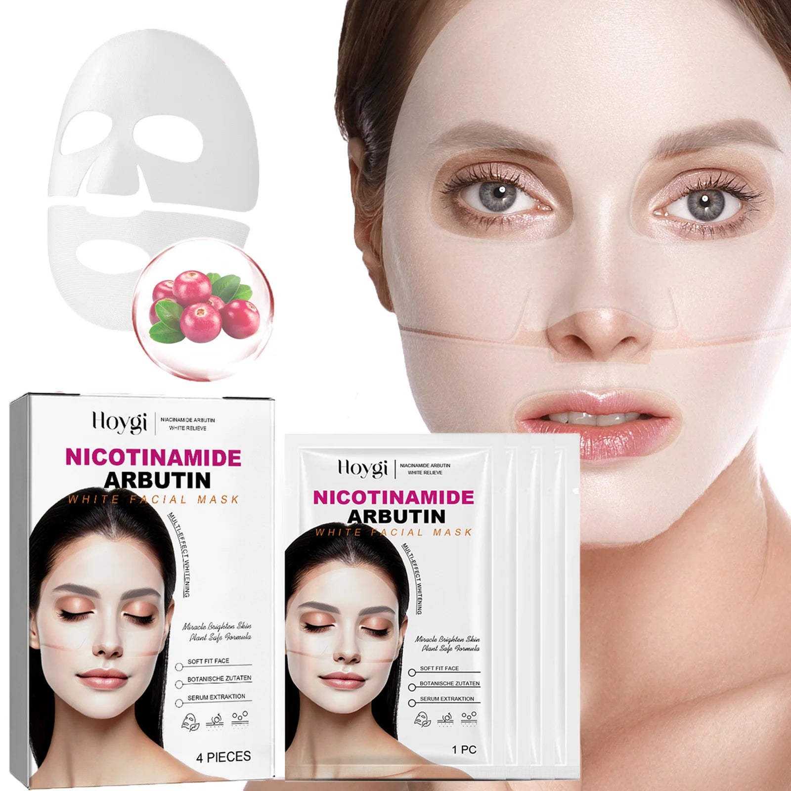 Niacinamide Arbutin Hydrating Mask Deep Hydrating Shrink Pores Firming Refreshing Brightening Facial Sheet Mask for Glowing Skin Oasis Select