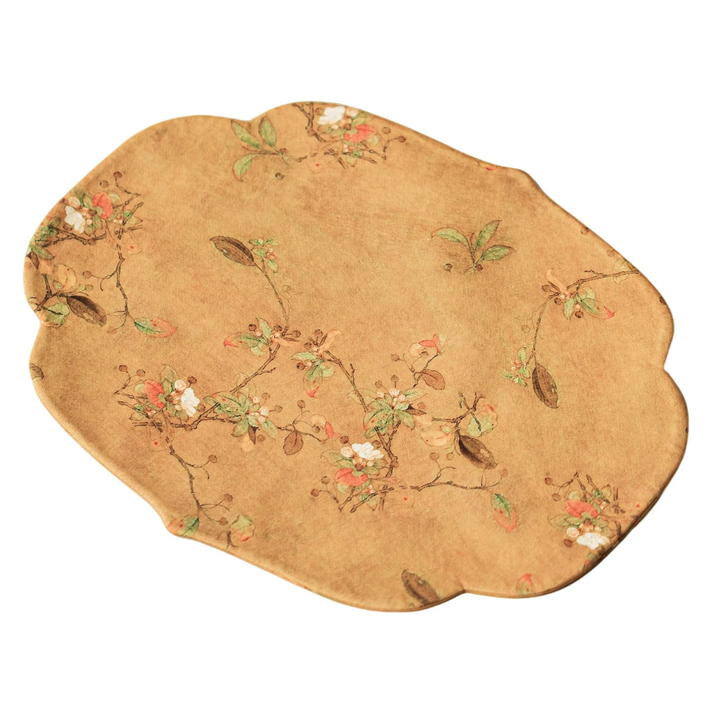 Chinese Style Begonia Edge Tea Mat Zen Dry Bubble Mat Heat Insulation Tea Pad Tablecloth Tea Towel Tea Flag Tea Set Oasis Select