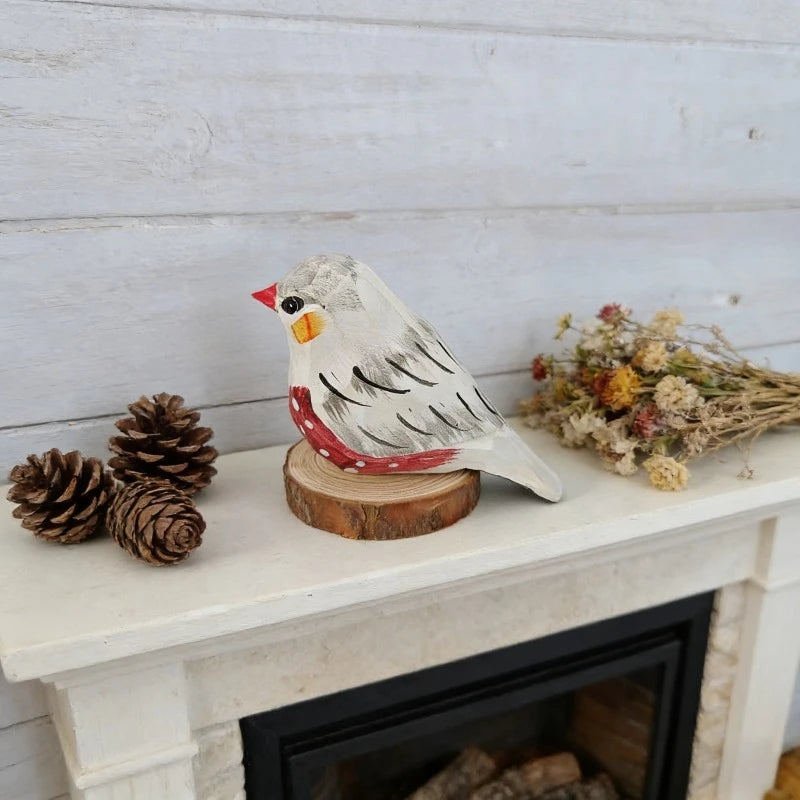 Desktop Ornament Cute Wood Carving Bird Mini Carving Small Bird Ornament Nordic-style Handmade Wooden Bird Figurine Home Decor Oasis Select