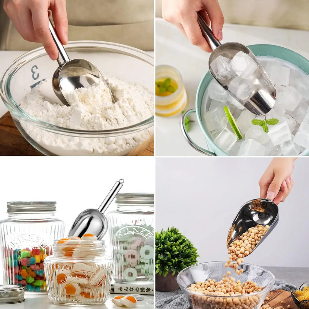 Stainless Steel Ice Scoop | Flat Bottom Kitchen Shovel