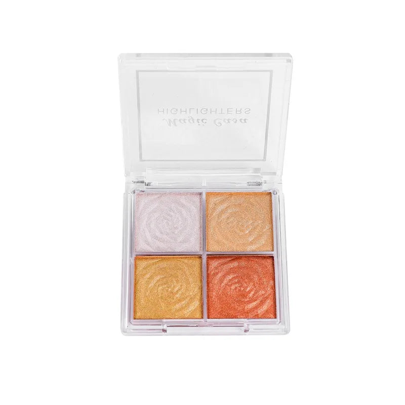 MAGIC CASA 4-Color Highlighter Palette – Shimmer Blush Glow