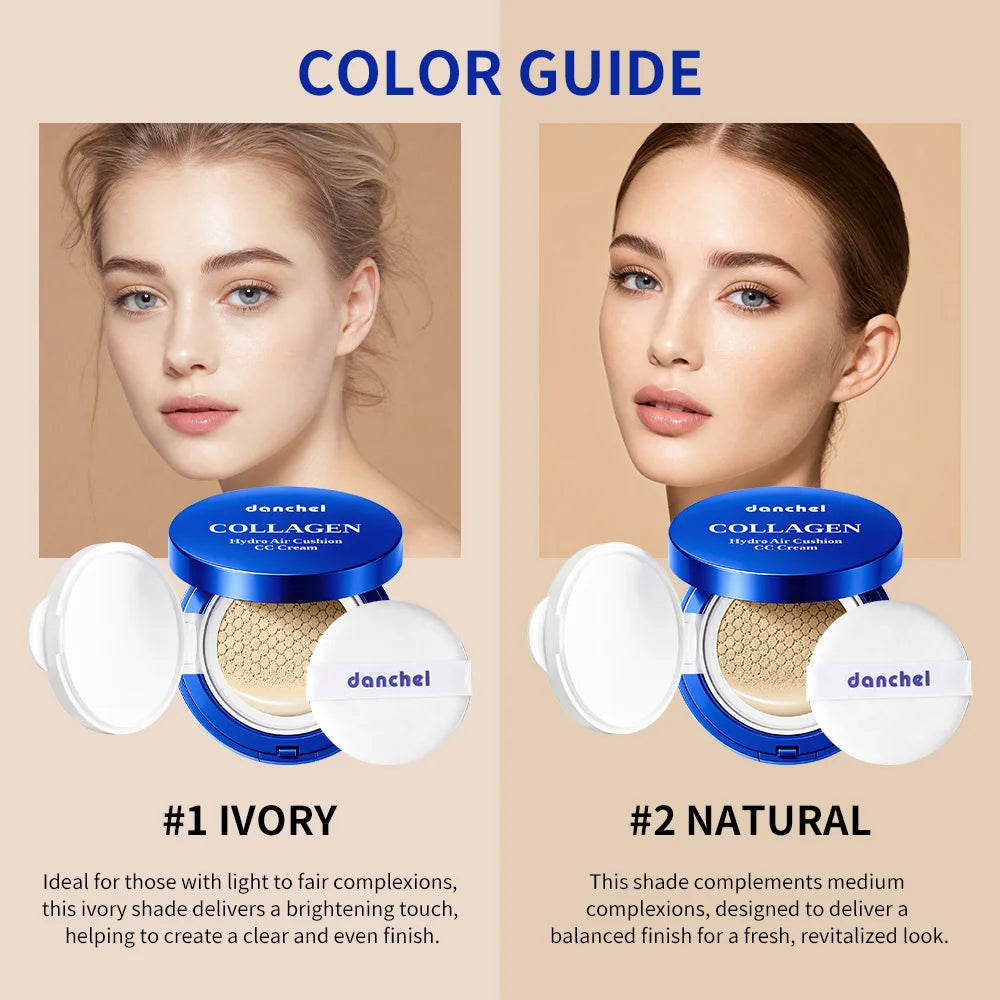 Collagen Air Cushion CC Cream Long-Lasting Hydration Buildable Coverage Foundation Natural Light Brightening Effect Face Makeup Oasis Select