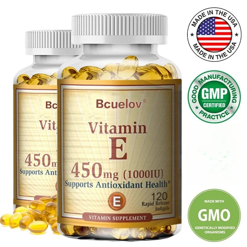 Bcuelov Vitamin E 1000 IU 450mg - for skin, hair, circulatory health, immune system support - antioxidant supplement Oasis Select