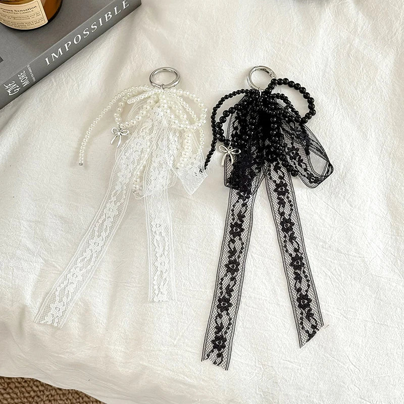 Pearl Lace Bow Charm Keychain – Cute Gift for Women & Girls Bow Charm Keychain Oasis Select