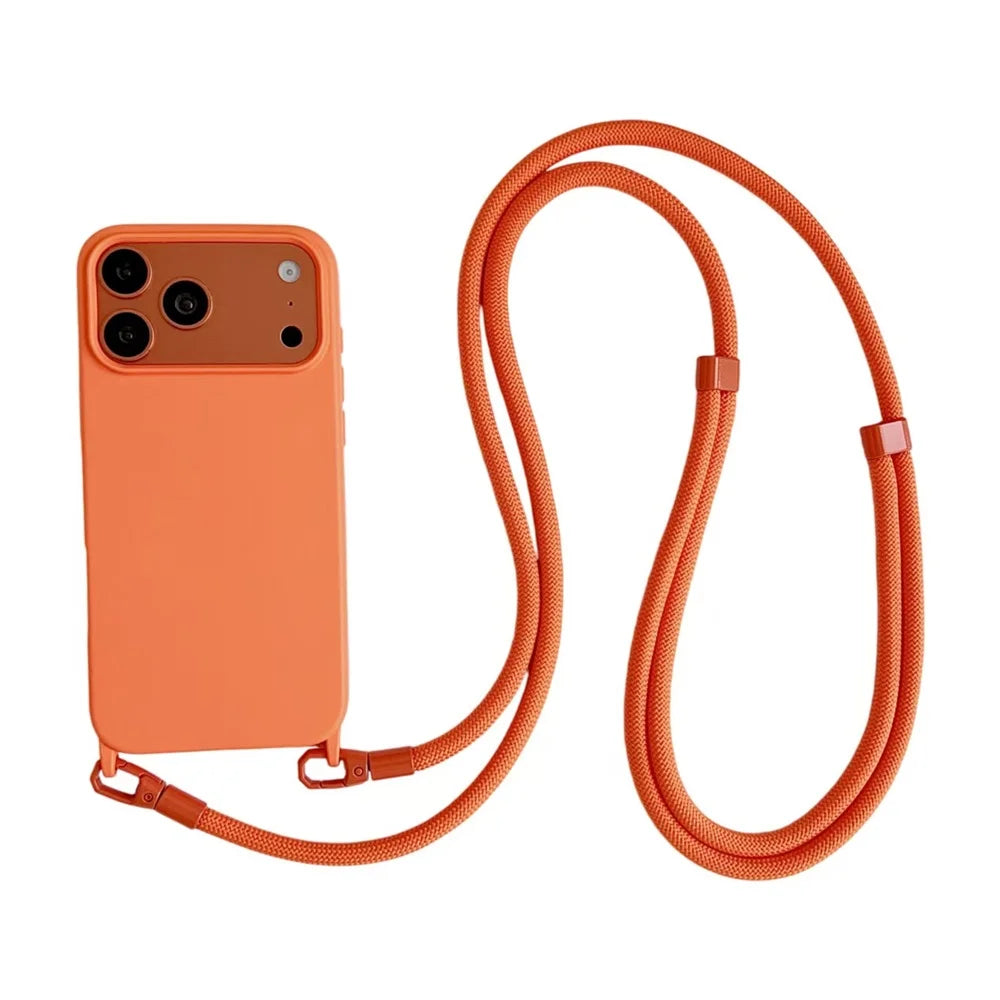 Solid Color Phone Case With Hanging Rope Can Be Slung Diagonally For Iphone 17Promax 17Air 16 Promax 15 14 13 17 Pro Shockproof Oasis Select