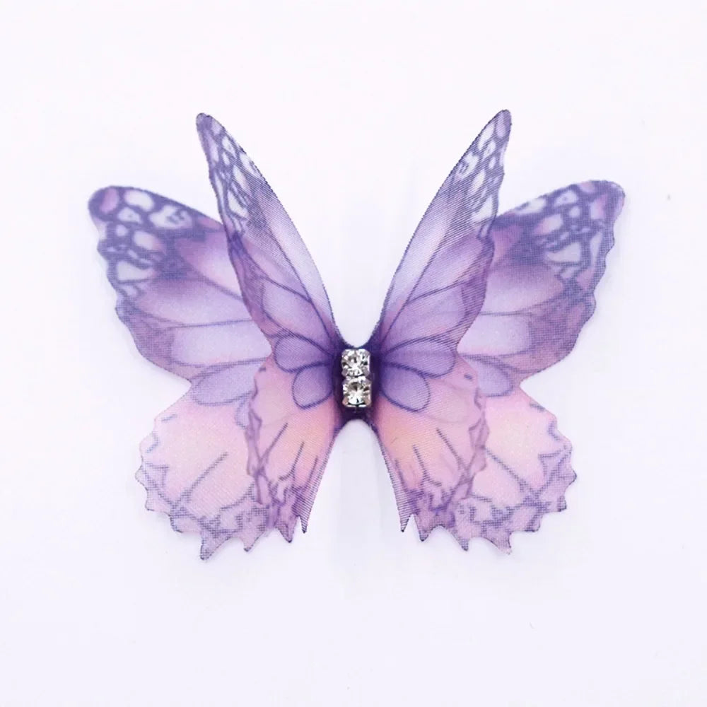 50Pcs 3D Organza Butterfly Appliqués – Gradient Mesh Patches