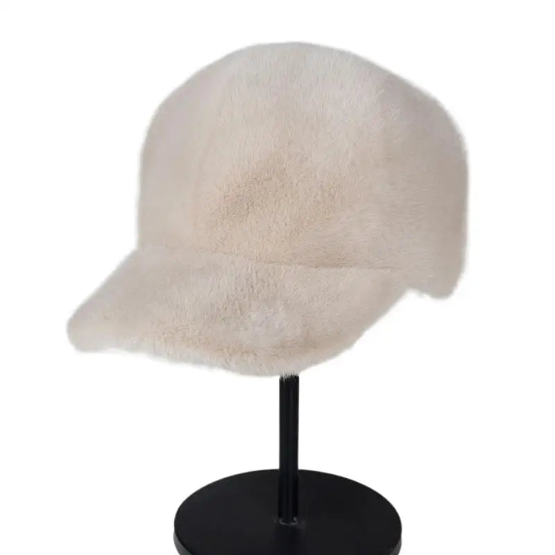 Women's Winter Plush Faux Fur Baseball Cap | Warm Duckbill Hat