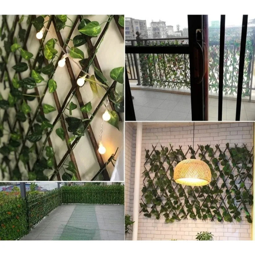 Artificial Garden Retractable Fence, Expandable Faux Green Leaf Screen Panels, Rattan Outdoor Hedge Vines, Climbing Frame Decor Oasis Select