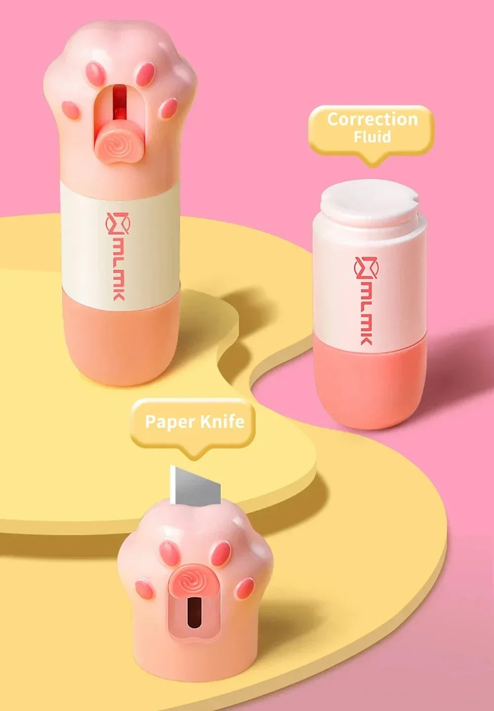 Cat Paw Thermal Paper Correction Fluid with Knife Parcel Box Opener Home Anti Peep Identity Information Privacy Protector Eraser Oasis Select